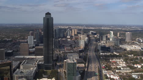 4k drone view of the williams tower and galleria mall area in houston