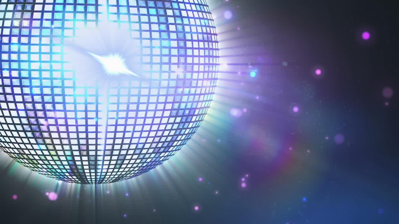 animación de puntos de luz sobre la pelota de discoteca