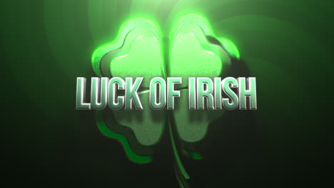 luck of irish and big green shamrock on hypnosis striped pattern