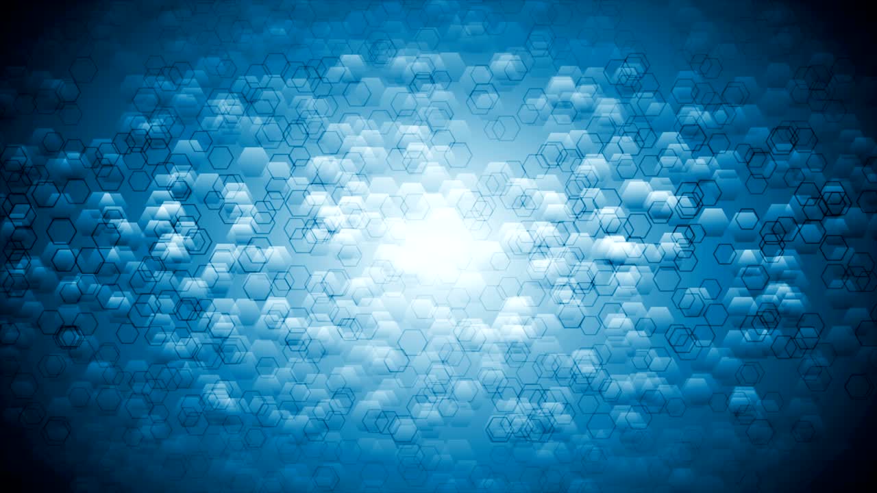 추상적인 파란색 움직이는 기술 육각형 비디오 애니메이션