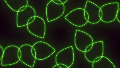 an image revealing a mesmerizing pattern of radiant green leaves on a dark backdrop, arranged in a circular style, seemingly suspended in the air