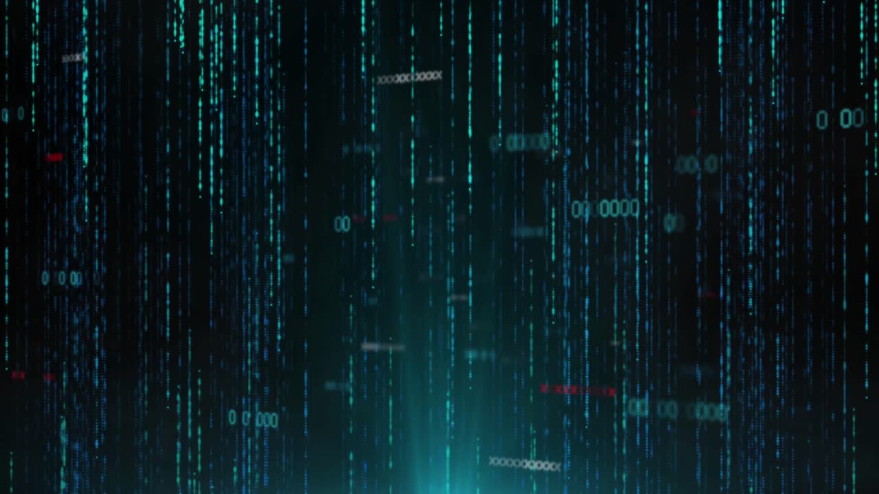 Animation of data processing over black background