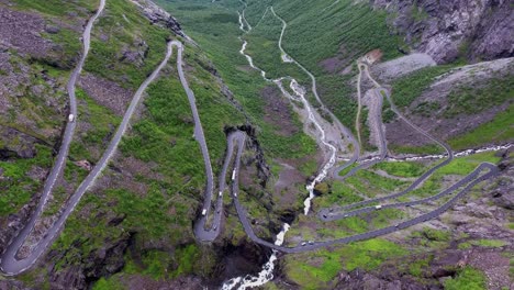 troll's path trollstigen or trollstigveien winding mountain road.