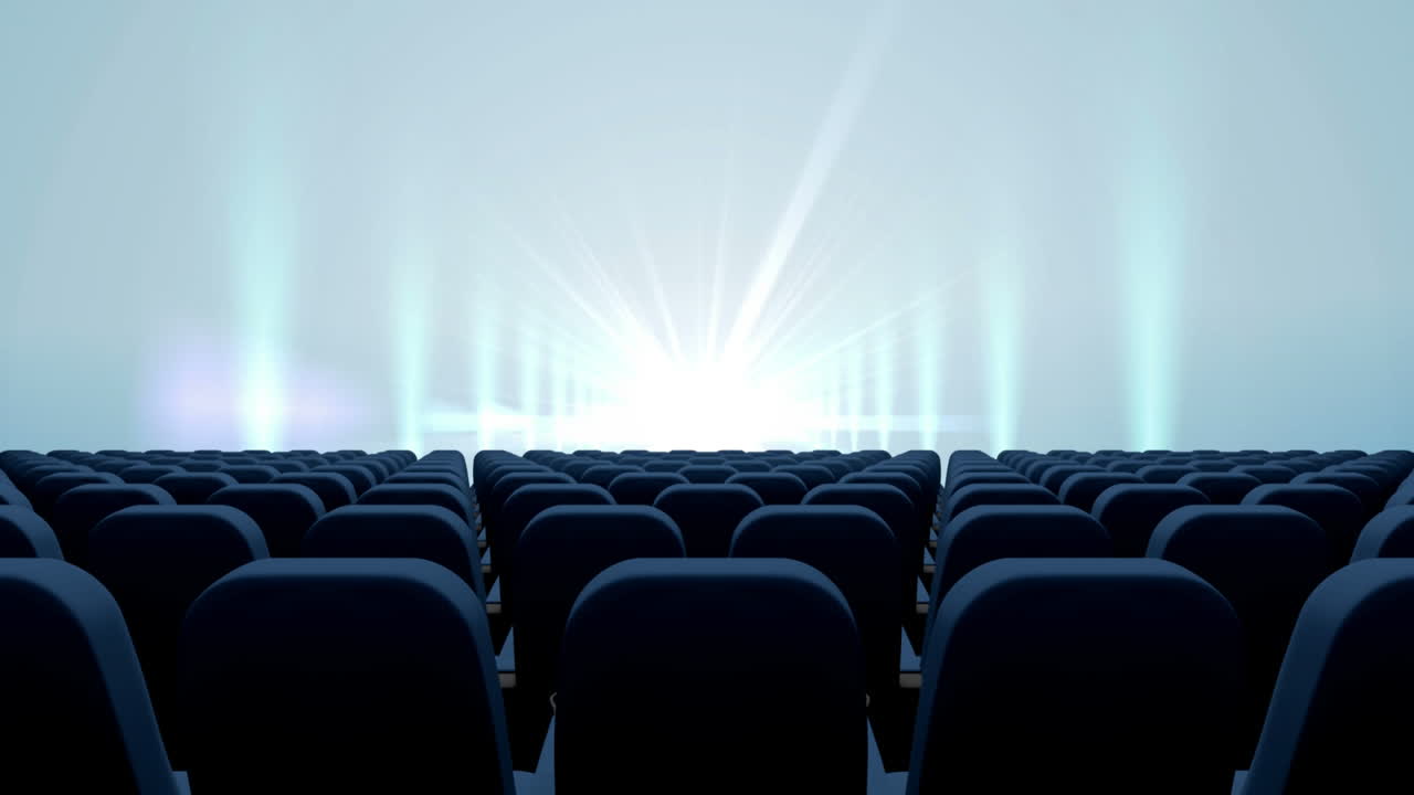 asientos de cine auditorio con luces intermitentes