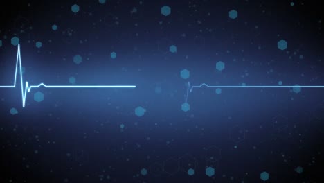 Animation-of-heartbeat-and-data-processing-on-black-background