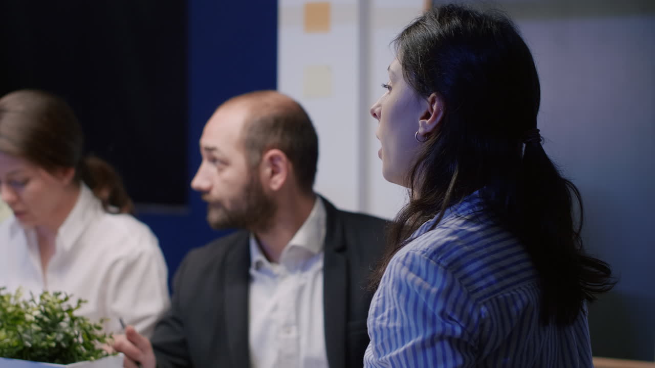 Entrepreneur using video call on computer for discussion with manager