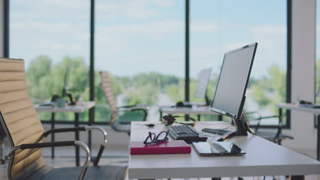 modern office workspace with view