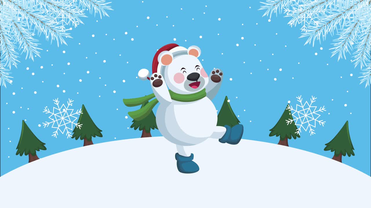 feliz navidad oso polar en el paisaje nevado