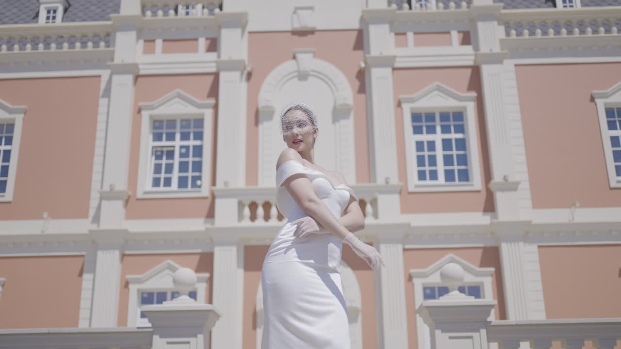 Elegant Bride in Front of a Chateau