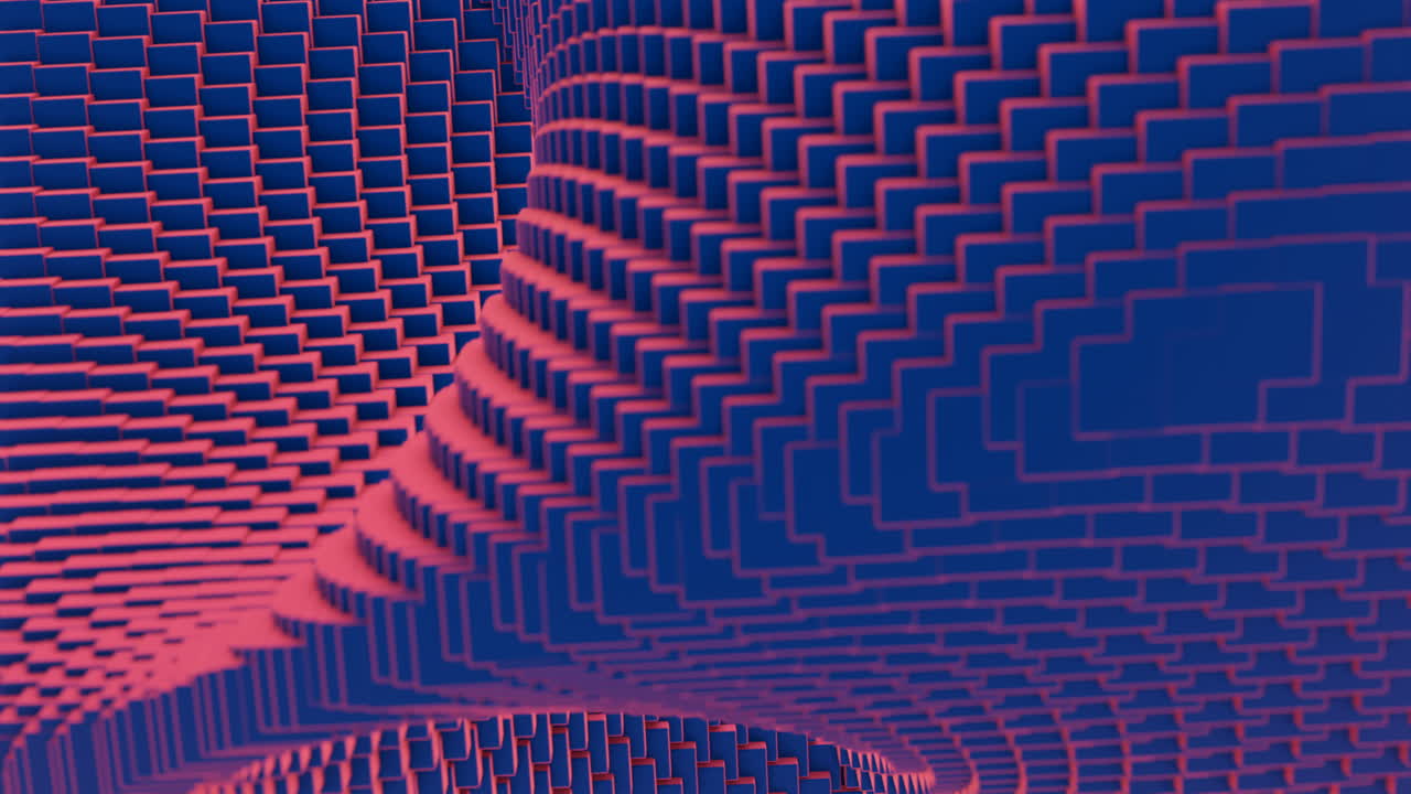 Abstract Geometric Pattern of Pink and Purple Cubes