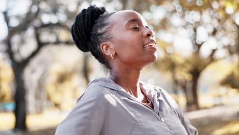 black woman, breathing and nature