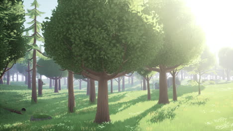 paisaje de dibujos animados con colinas y bosques