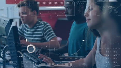 animation of data processing over diverse students using computers