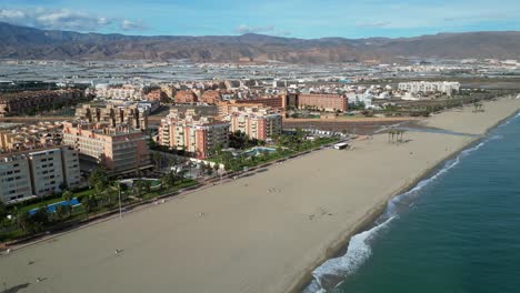 roquetas de mar boulevard and beach in almeria, andalusia, spain - aerial