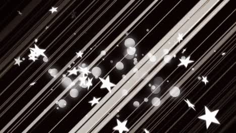 animation of white stars floating over white flickering lines