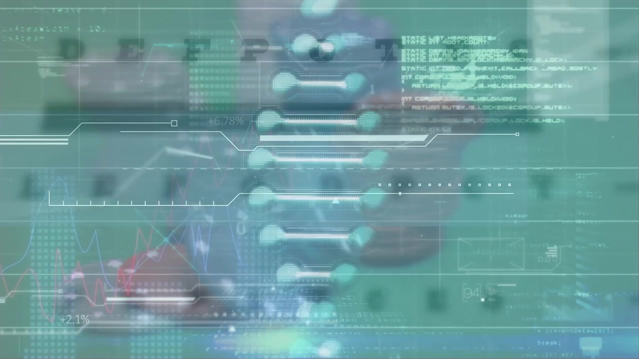 Animation of data processing over dna strand