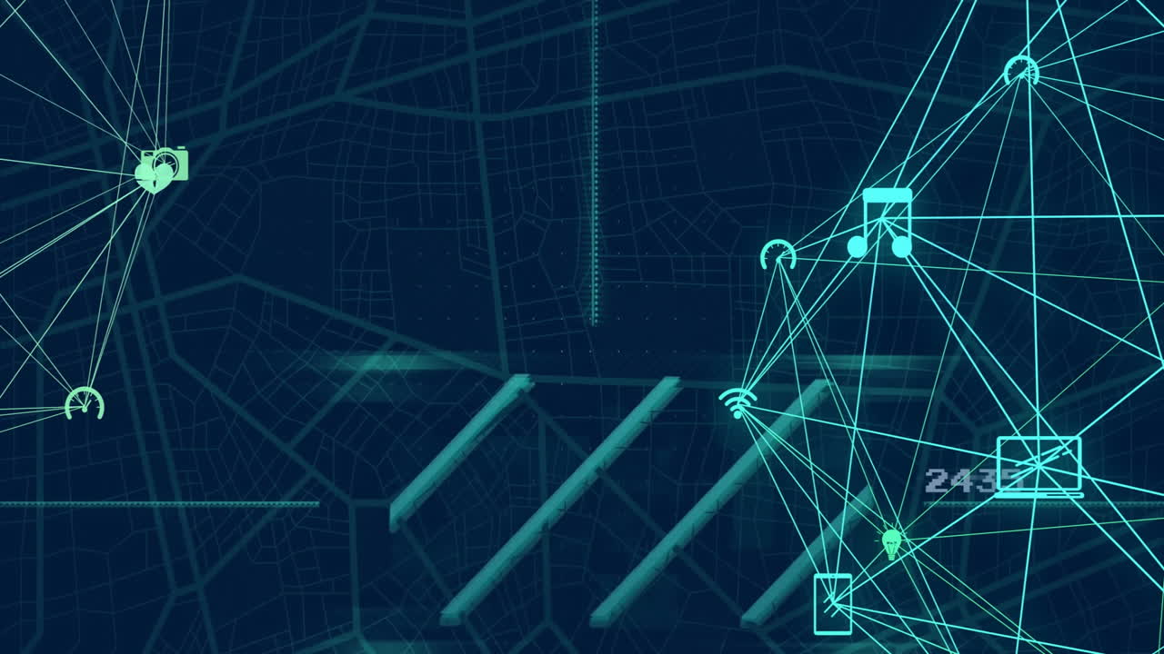 animación de la red de conexiones y procesamiento de datos en todo el mundo