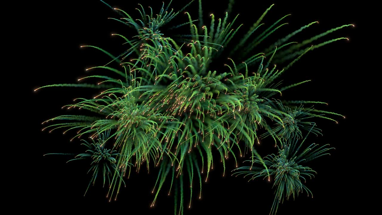 여러 번의 불꽃놀이 폭발과 함께 흔적이 있습니다.