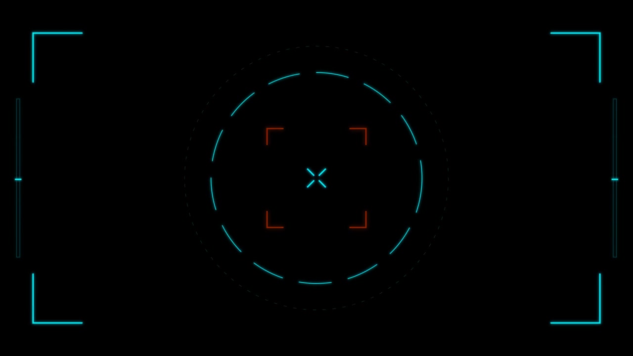Digital HUD Target Reticle Overlay on Black Background