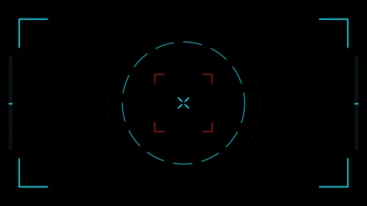 Digital HUD Target Reticle Overlay on Black Background