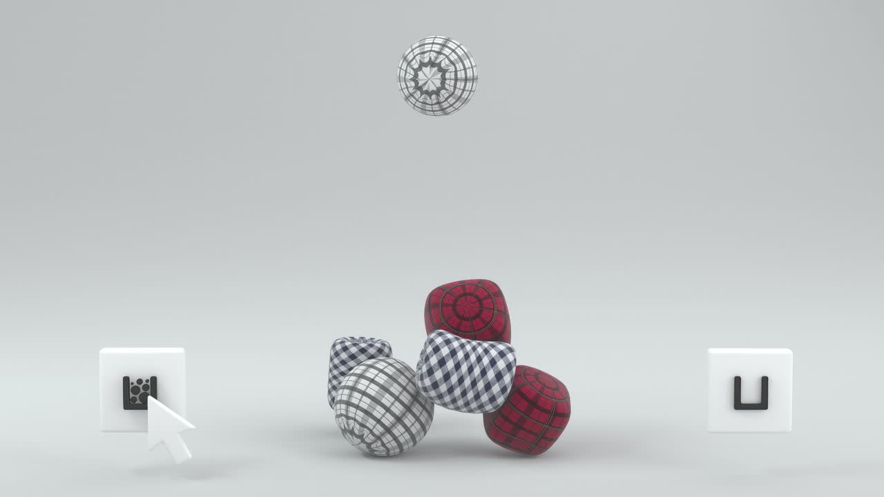 bolas de cuadros animadas apilándose y cayendo