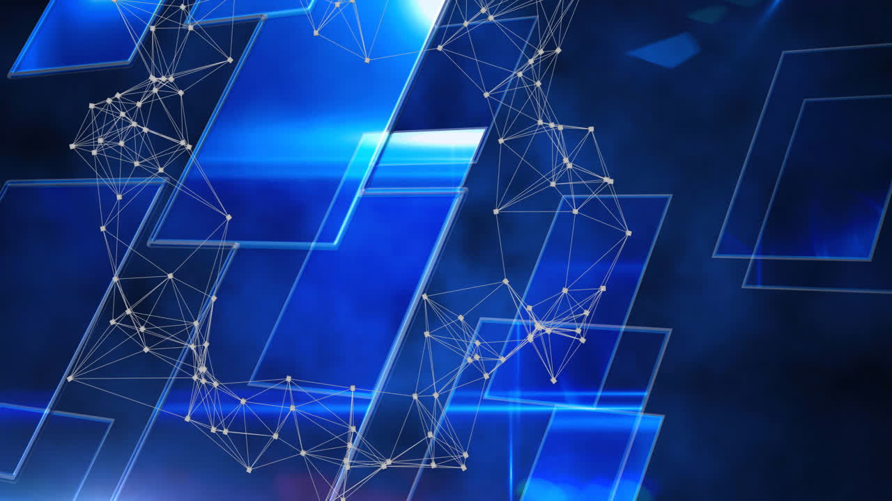 animación de la red de conexiones sobre fondo azul