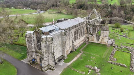 bolton abbey yorkshire dales uk panning drone aerial