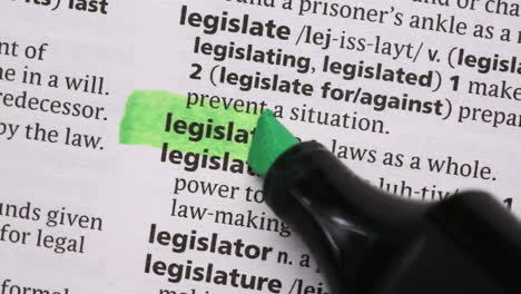 legislation highlighted in green