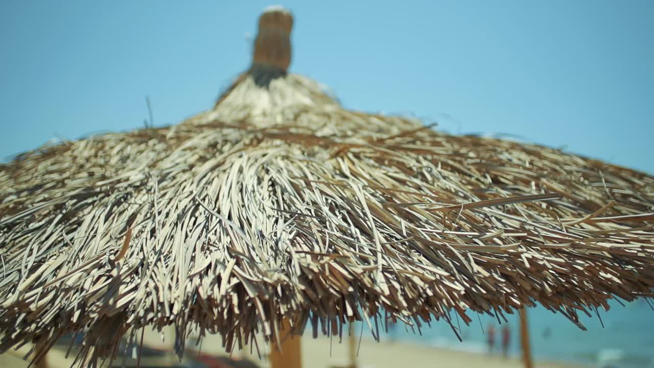 paraguas de playa en un día soleado