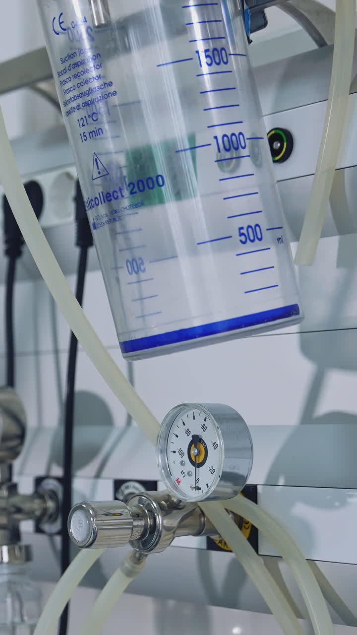 Modern medical equipment in the reanimation room. Intensive care unit with advanced equipment in hospital. Medical healthy treatment center. Vertical video