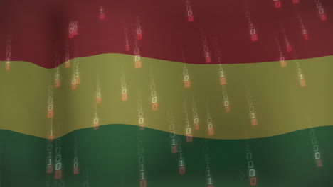 animación del procesamiento de datos sobre la bandera de bolivia