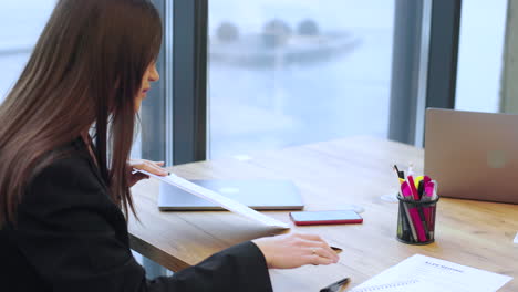 woman sitting at desk