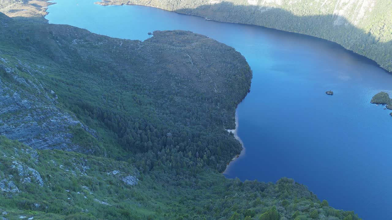4K60 Drone View of Beautiful Mountain Lake in Australia, World Heritage Site