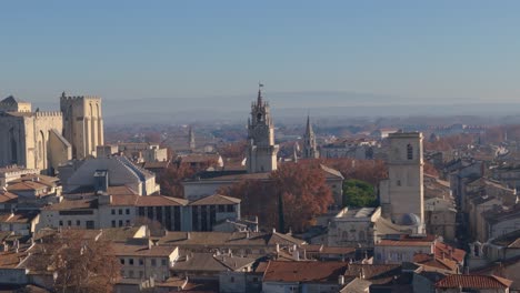 aerial view of historic center of avignon in france
