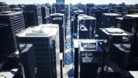 aerial view of a bustling urban environment with skyscrapers and crowds in a modern cityscape captured in two distinct frames