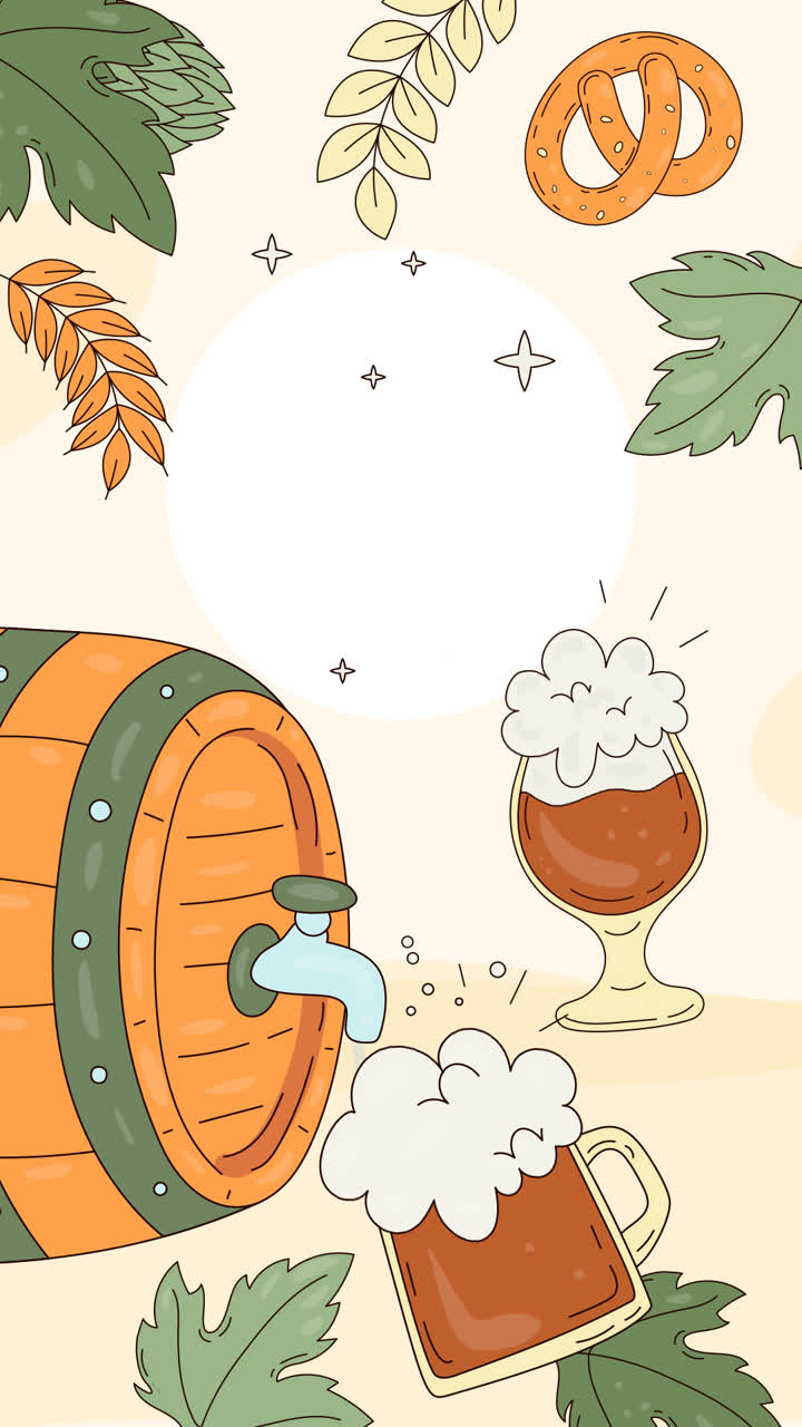 An animation of Hand drawn background for international beer day celebration