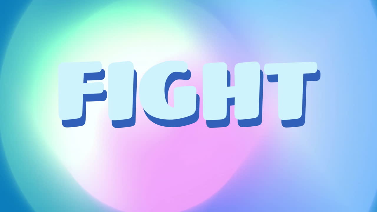 Animation of fight text over blue background