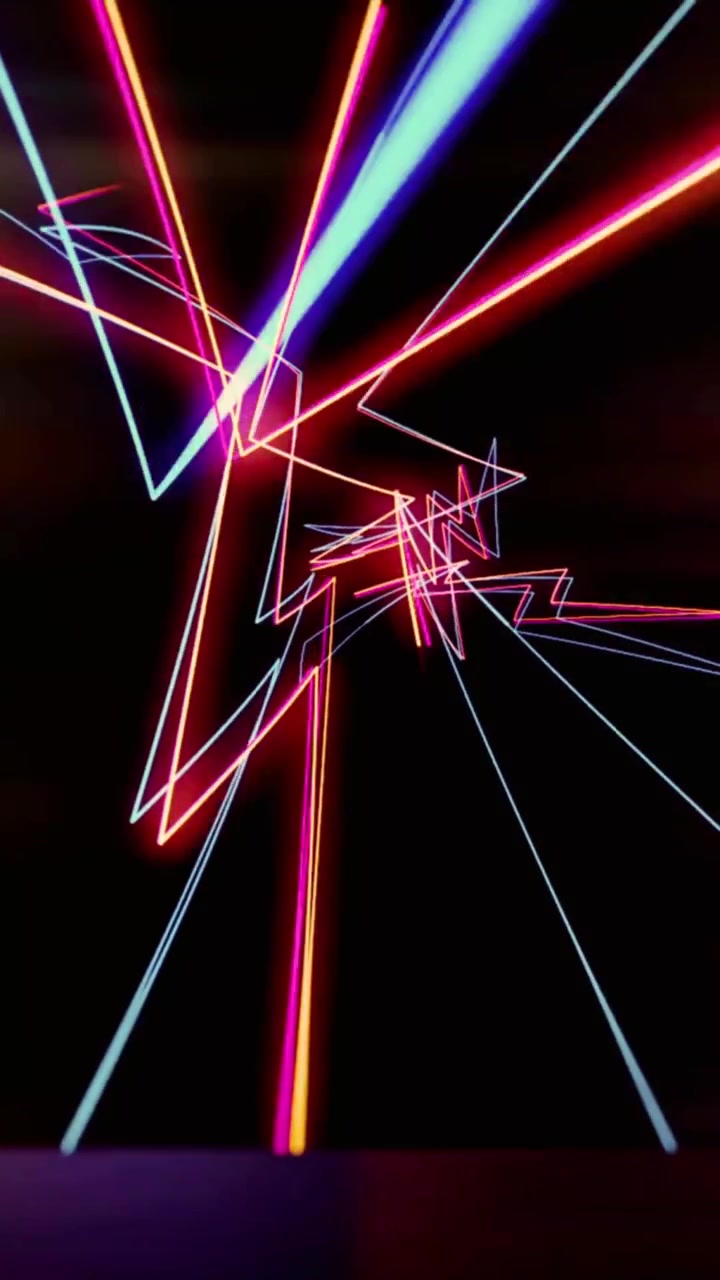 Linee Neon Luminose Dinamiche che Formano Motivi Geometrici