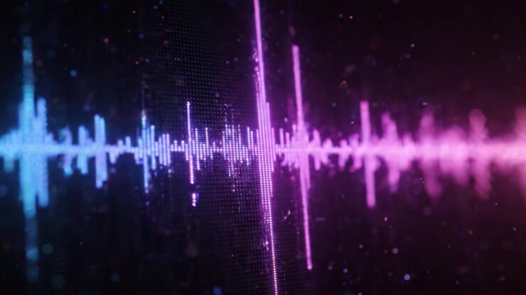 Dynamic Transition of Sound Waves: A Visual Exploration of Vibrant Colorization from Cool Blue to Intense Pink in Audio Representations