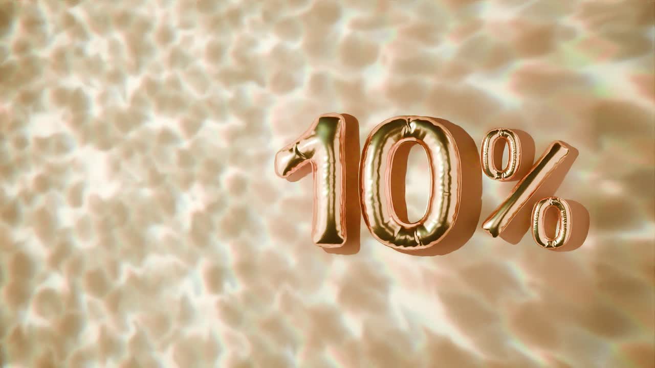 물 위에 떠다니는 황금색 10%는 노란색 배경에 물결을 일으킨다.