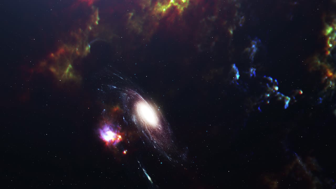 galaxia 4k girando con fondo de nube nebulosa que está en el universo
