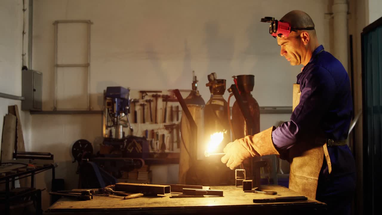 Welder welding a metal