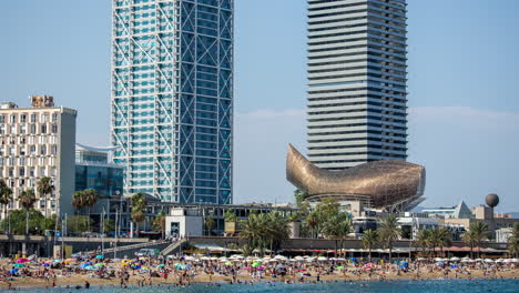 barcelona beach skyline viewed from the port