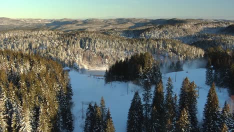 A-video-of-artificial-snow-making-on-grefsen-slope-in-Oslo,-Norway-in-winter