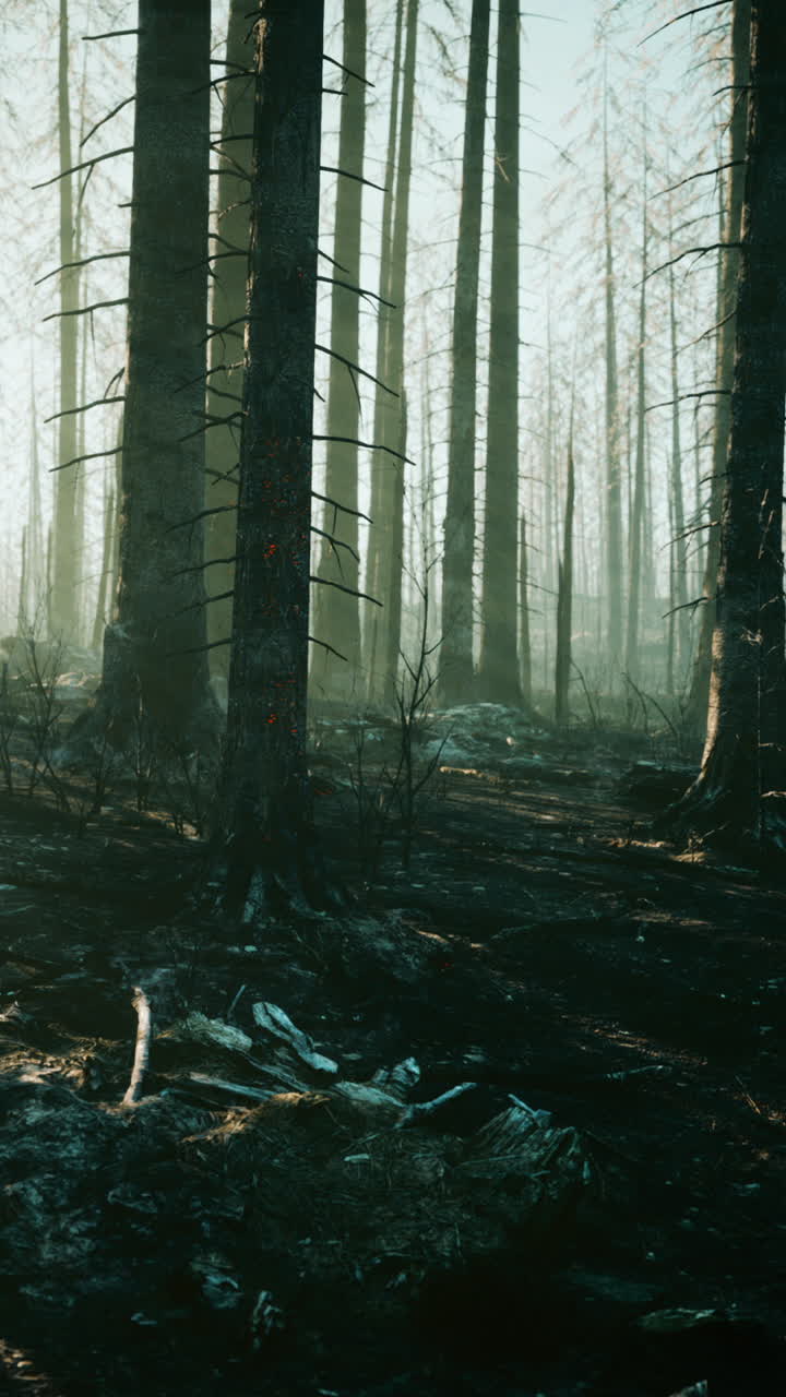 A view of a forest after a wildfire