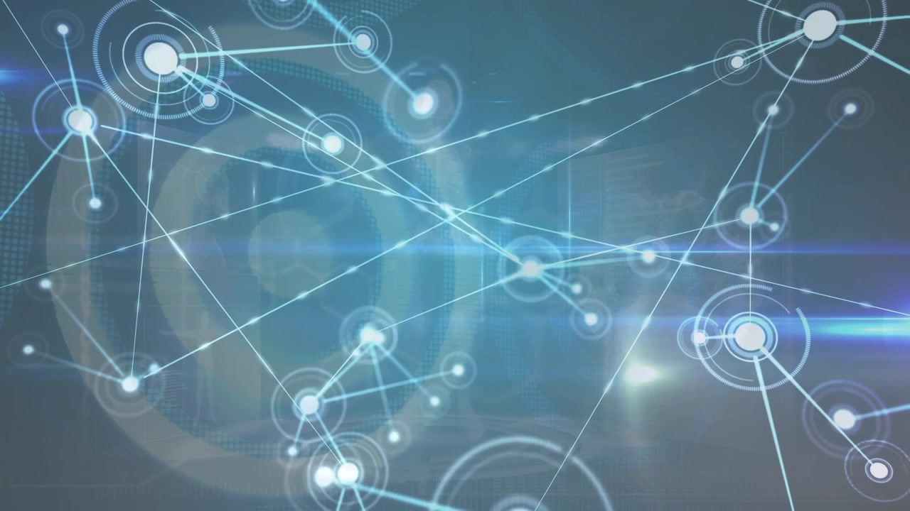 Animation of network of connection over blue background