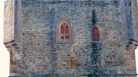 stonework of braganza castle tower, portugal