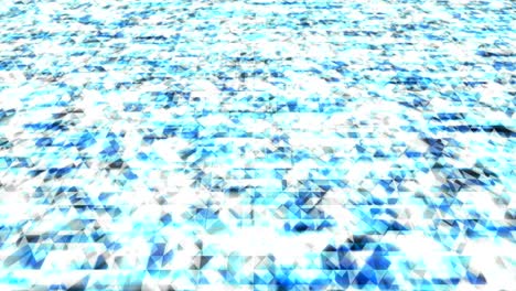abstracto polígono geométrico caja cuadrada y perspectiva triangular vista de color azul patrón brillante fondo en movimiento, animación de bucle sin costuras 4k