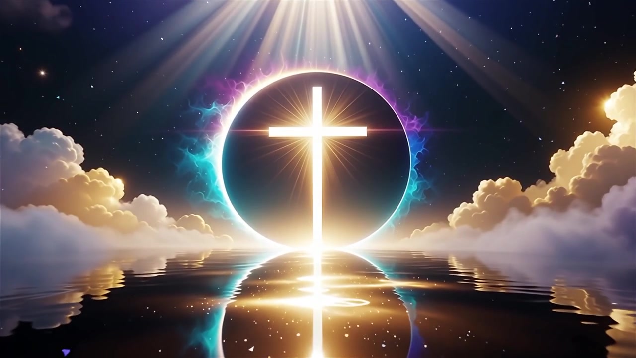 Christian Cross Heavenly Light Worship Background