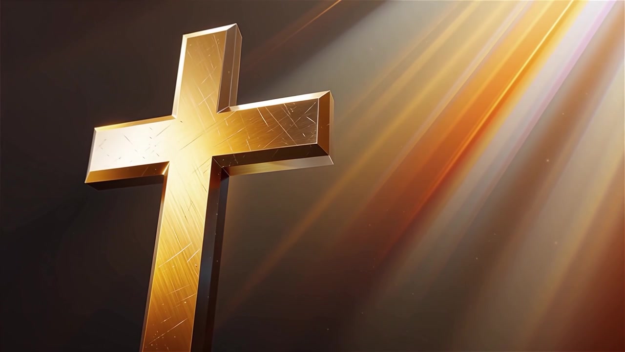 Croce Cristiana Luce Celestiale Sfondo per il Culto.